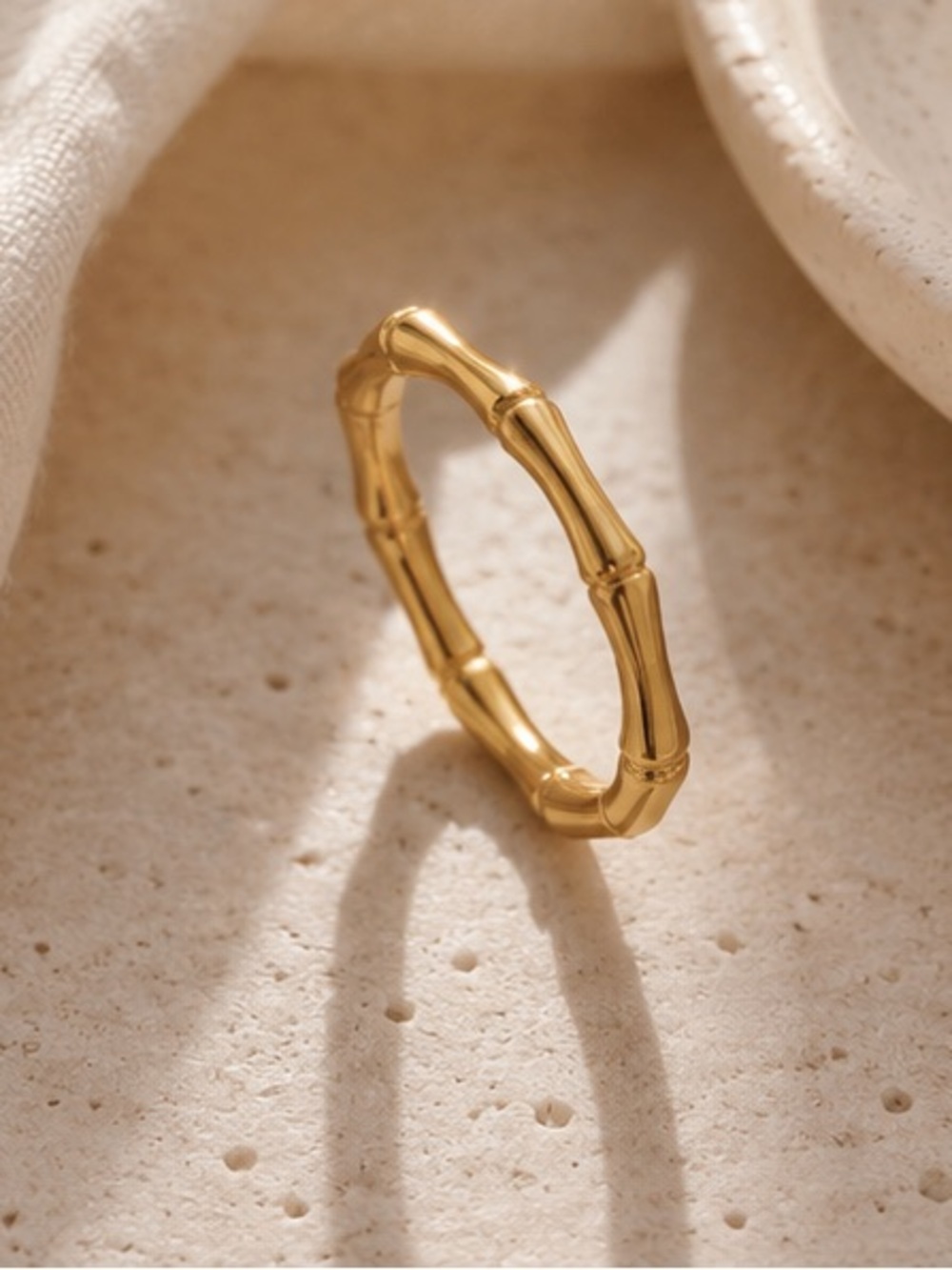 3 for $30 💦 Waterproof 💦 Gold Bamboo-Style Stacking Ring - Women Jewelry